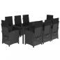 Preview: 9-tlg. Garten-Essgruppe mit Kissen Schwarz Poly Rattan
