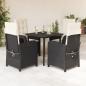 Preview: ARDEBO.de - 5-tlg. Garten-Essgruppe mit Kissen Schwarz Poly Rattan
