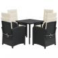 Preview: 5-tlg. Garten-Essgruppe mit Kissen Schwarz Poly Rattan