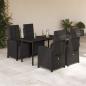 Preview: ARDEBO.de - 5-tlg. Garten-Essgruppe mit Kissen Schwarz Poly Rattan
