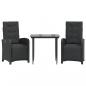 Preview: 3-tlg. Bistro-Set mit Kissen Schwarz Poly Rattan