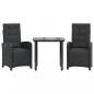 Preview: 3-tlg. Bistro-Set mit Kissen Schwarz Poly Rattan
