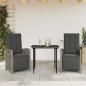 Preview: ARDEBO.de - 3-tlg. Bistro-Set mit Kissen Grau Poly Rattan