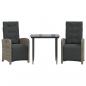 Preview: 3-tlg. Bistro-Set mit Kissen Grau Poly Rattan