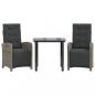 Preview: 3-tlg. Bistro-Set mit Kissen Grau Poly Rattan