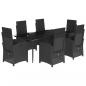 Preview: 7-tlg. Garten-Essgruppe mit Kissen Schwarz Poly Rattan