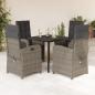 Preview: ARDEBO.de - 5-tlg. Garten-Essgruppe mit Kissen Grau Poly Rattan