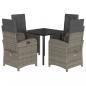 Preview: 5-tlg. Garten-Essgruppe mit Kissen Grau Poly Rattan