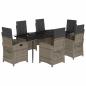 Preview: 7-tlg. Garten-Essgruppe mit Kissen Grau Poly Rattan