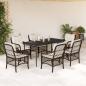 Preview: ARDEBO.de - 7-tlg. Garten-Essgruppe mit Kissen Braun Poly Rattan