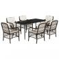 Preview: 7-tlg. Garten-Essgruppe mit Kissen Braun Poly Rattan