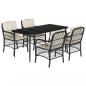 Preview: 5-tlg. Garten-Essgruppe mit Kissen Schwarz Poly Rattan