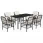 Preview: 7-tlg. Garten-Essgruppe mit Kissen Schwarz Poly Rattan