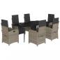 Preview: 7-tlg. Garten-Essgruppe mit Kissen Grau Poly Rattan