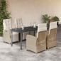 Preview: ARDEBO.de - 5-tlg. Garten-Essgruppe mit Kissen Beige Poly Rattan