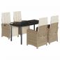 Preview: 5-tlg. Garten-Essgruppe mit Kissen Beige Poly Rattan