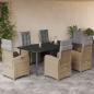 Preview: ARDEBO.de - 7-tlg. Garten-Essgruppe mit Kissen Beige Poly Rattan