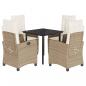 Preview: 5-tlg. Garten-Essgruppe mit Kissen Beige Poly Rattan
