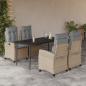 Preview: ARDEBO.de - 5-tlg. Garten-Essgruppe mit Kissen Beigemischung Poly Rattan