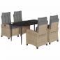 Preview: 5-tlg. Garten-Essgruppe mit Kissen Beigemischung Poly Rattan