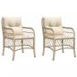 Preview: Gartenstühle mit Kissen 2 Stk. Beige Poly Rattan