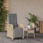 Preview: Gartensessel mit Fußteil Verstellbar Beigemischung Poly Rattan