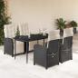 Preview: ARDEBO.de - 5-tlg. Garten-Essgruppe mit Kissen Schwarz Poly Rattan