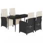Preview: 5-tlg. Garten-Essgruppe mit Kissen Schwarz Poly Rattan