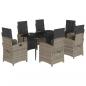 Preview: 7-tlg. Garten-Essgruppe mit Kissen Grau Poly Rattan