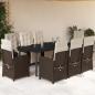 Preview: ARDEBO.de - 9-tlg. Garten-Essgruppe mit Kissen Braun Poly Rattan
