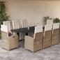Preview: ARDEBO.de - 9-tlg. Garten-Essgruppe mit Kissen Beige Poly Rattan