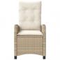 Preview: Gartensessel mit Kissen Verstellbar Beige Poly Rattan