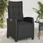 Preview: ARDEBO.de - Gartensessel mit Fußteil Verstellbar Schwarz Poly Rattan