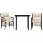 Preview: 3-tlg. Bistro-Set mit Kissen Braun Poly Rattan