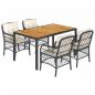 Preview: 5-tlg. Garten-Essgruppe mit Kissen Schwarz Poly Rattan