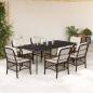 Preview: ARDEBO.de - 7-tlg. Garten-Essgruppe mit Kissen Braun Poly Rattan
