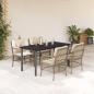 Preview: ARDEBO.de - 5-tlg. Garten-Essgruppe mit Kissen Beige Poly Rattan