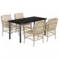 Preview: 5-tlg. Garten-Essgruppe mit Kissen Beige Poly Rattan