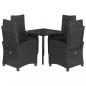 Preview: 5-tlg. Garten-Essgruppe mit Kissen Schwarz Poly Rattan