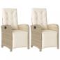 Preview: Gartensessel mit Fußteil 2 Stk. Verstellbar Beige Poly Rattan