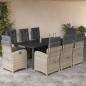 Preview: ARDEBO.de - 9-tlg. Garten-Essgruppe mit Kissen Hellgrau Poly Rattan
