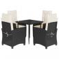 Preview: 5-tlg. Garten-Essgruppe mit Kissen Schwarz Poly Rattan