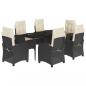 Preview: 7-tlg. Garten-Essgruppe mit Kissen Schwarz Poly Rattan