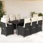 Preview: ARDEBO.de - 9-tlg. Garten-Essgruppe mit Kissen Schwarz Poly Rattan