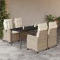 Preview: ARDEBO.de - 5-tlg. Garten-Essgruppe mit Kissen Beige Poly Rattan