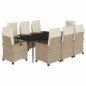 Preview: 9-tlg. Garten-Essgruppe mit Kissen Beige Poly Rattan