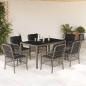 Preview: ARDEBO.de - 7-tlg. Garten-Essgruppe mit Kissen Grau Poly Rattan