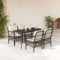 Preview: ARDEBO.de - 5-tlg. Garten-Essgruppe mit Kissen Schwarz Poly Rattan