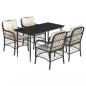 Preview: 5-tlg. Garten-Essgruppe mit Kissen Schwarz Poly Rattan