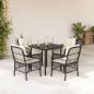 Preview: ARDEBO.de - 5-tlg. Garten-Essgruppe mit Kissen Schwarz Poly Rattan